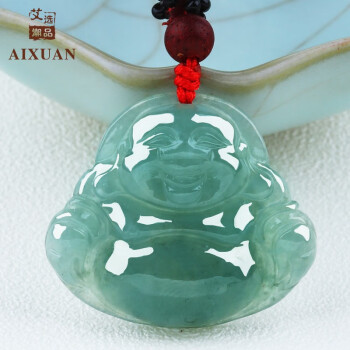 艾选潮品缅甸老坑A货翡翠吊坠玉佛吊坠女士款玉石佩玉坠项链挂件油青佛公	